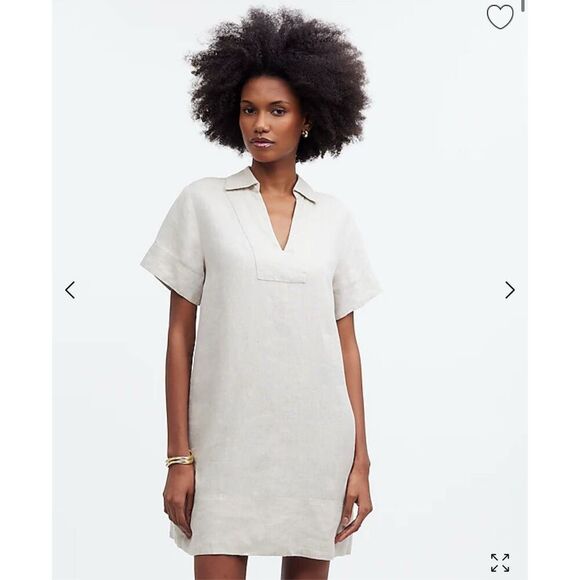 $128 Madewell V-Neck Mini Dress in 100% Linen size XS m5 - Picture 1 of 6